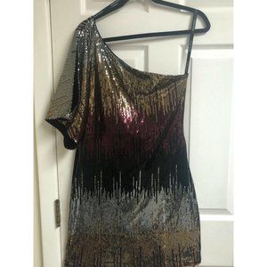 Bisou Bisou Uni sleeve multi sequin dress Size 10